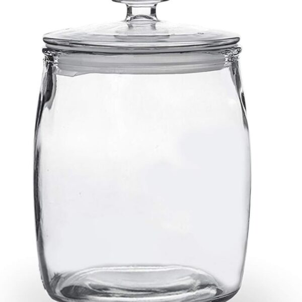 Wide Mouth Apothecary Jar with Lid, 0 5 Gallon Glass Jar for Kitchen Storage and Laundry Room Organization, 72 oz Clear Glass Container for Cookie, Candy, Sugar, Flour, Nuts