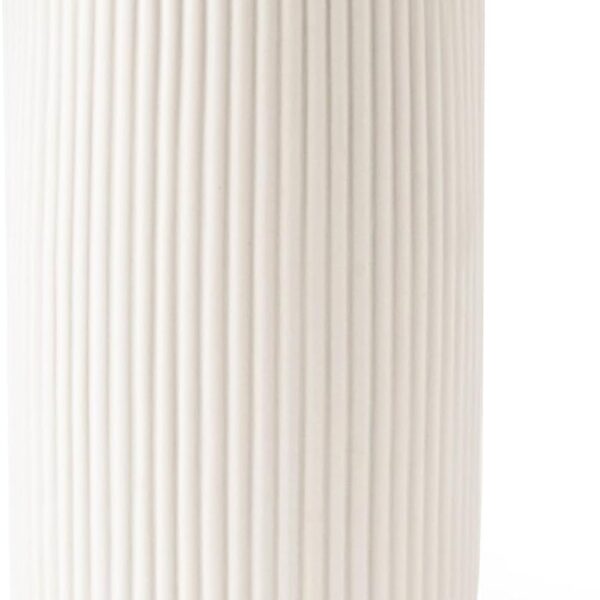 White Ceramic Vase for Flowers, 8 INCH Flower Vase Modern White Vase Home Decor, Small Vase, Ribbed Textured Vase for Pampas Grass Decorative Vase, for Farmhouse Coffee Table Bookshelf Home Living