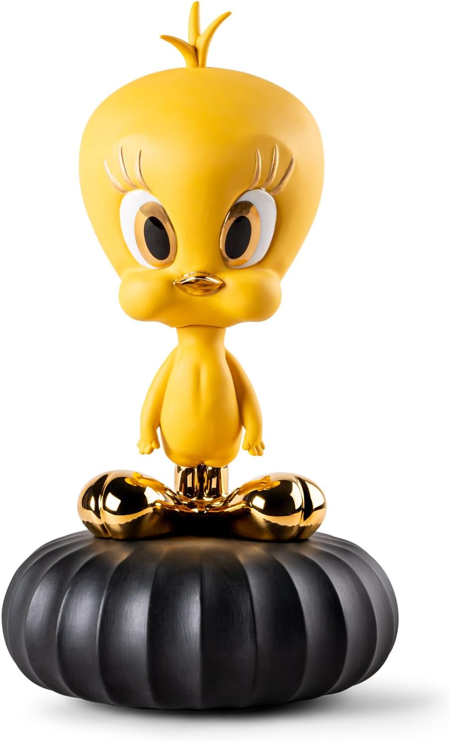 Porcelain Figure Tweety in Yellow with Matte Gold Luster Details Decorative Figure of The Famous Looney Tunes Character