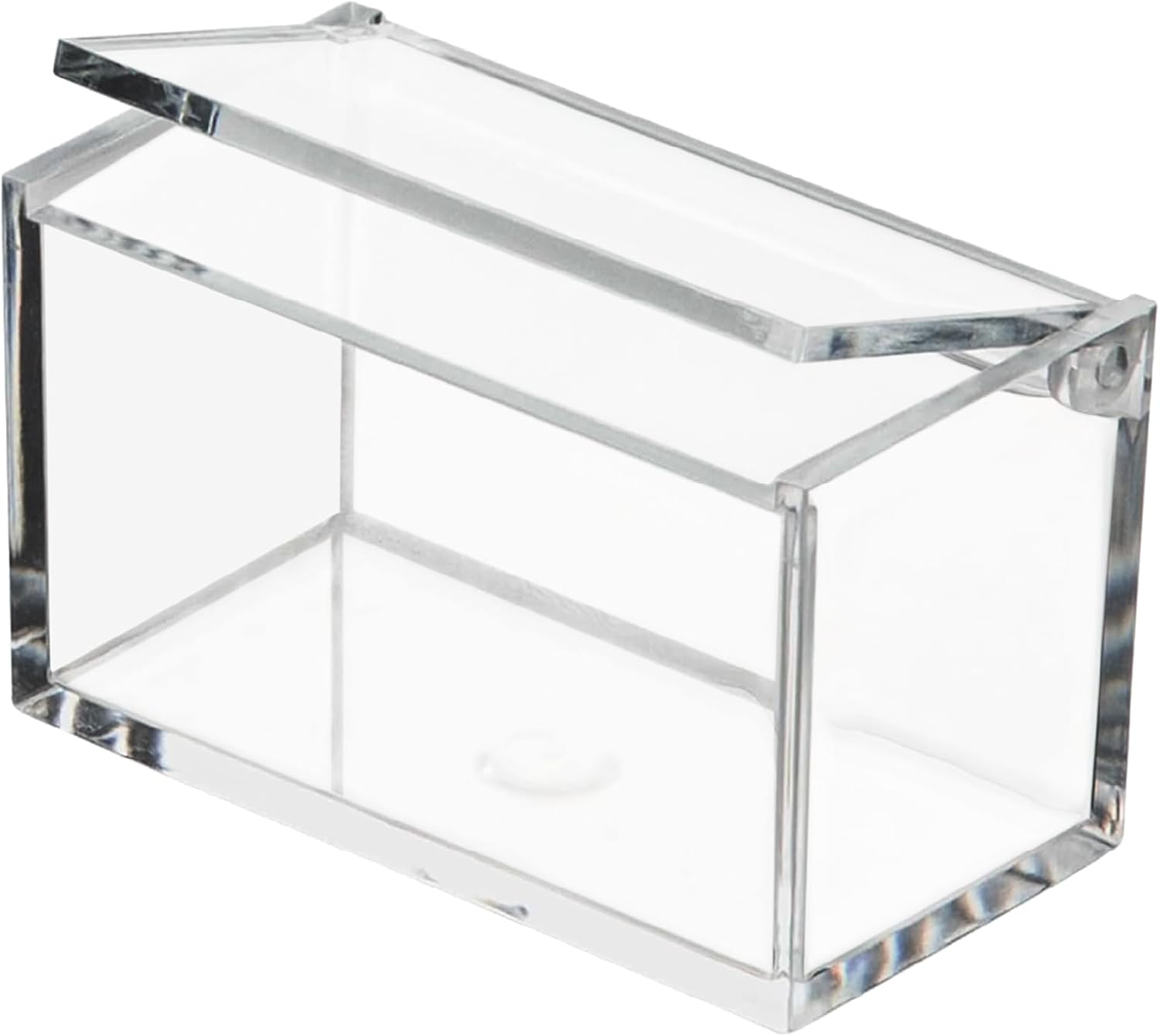 Clear Acrylic Box with Hinged Lid – Small Plastic Organizer for Office, Desk, Makeup, Crafts, Cotton Balls, Jewelry & More | 3 5"x2"x2" (6 Pack)