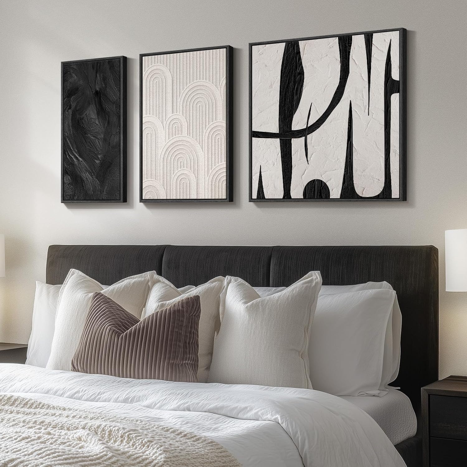 Framed black and white abstract art Image 2