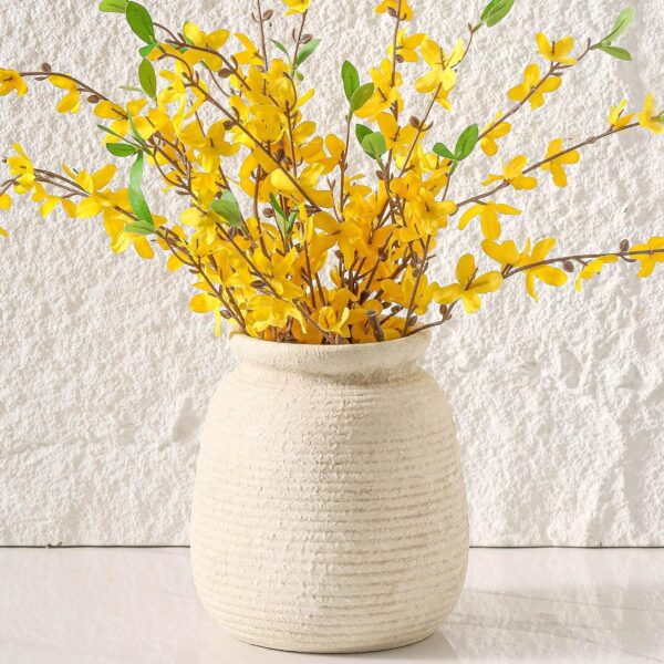 Ceramic Rustic Farmhouse Vase, 7 48 Inch Pampas Vase Decorative Pottery Flower Vase Boho Vase for Home Decor Shelf Decor Bookshelf Mantle Entryway Living Room Table Decor