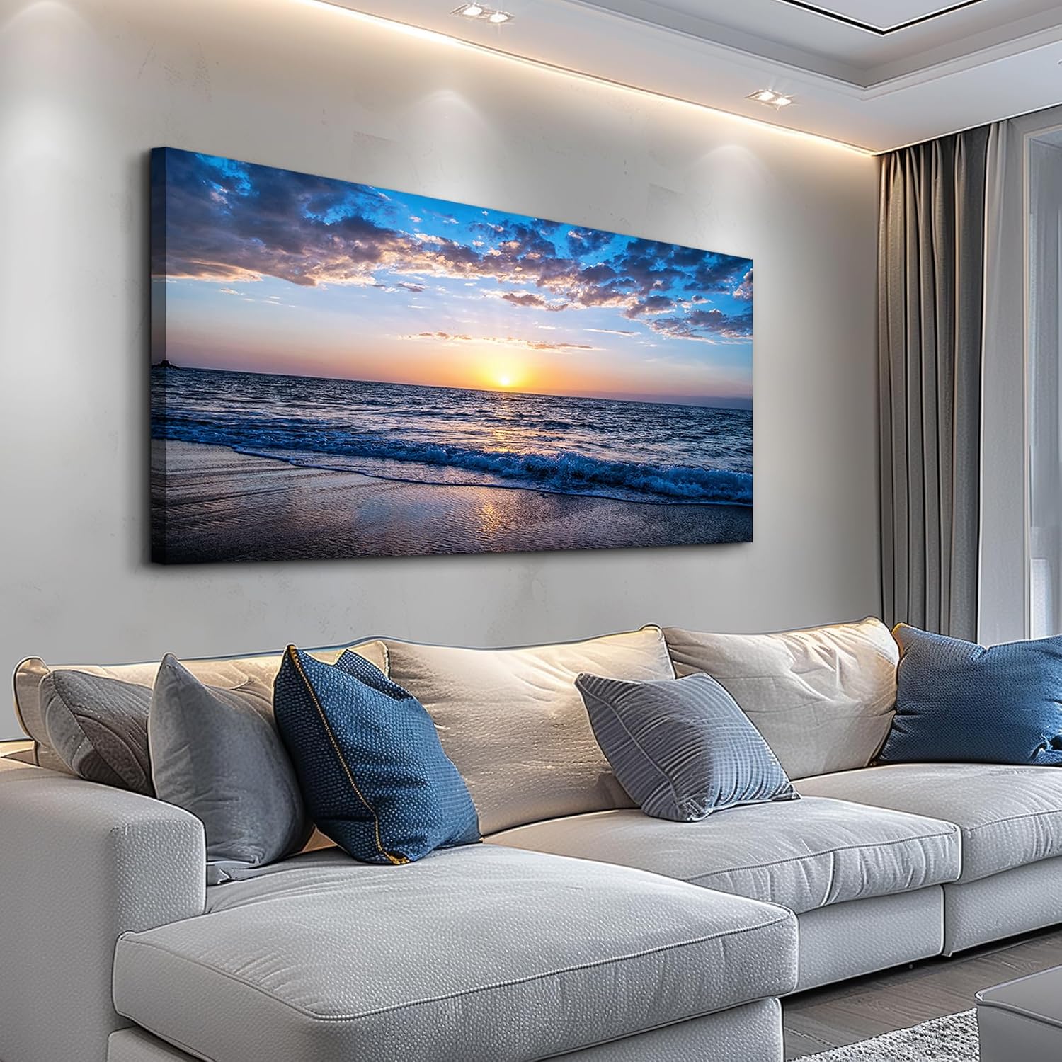 Moon and ocean landscape canvas art Image 2