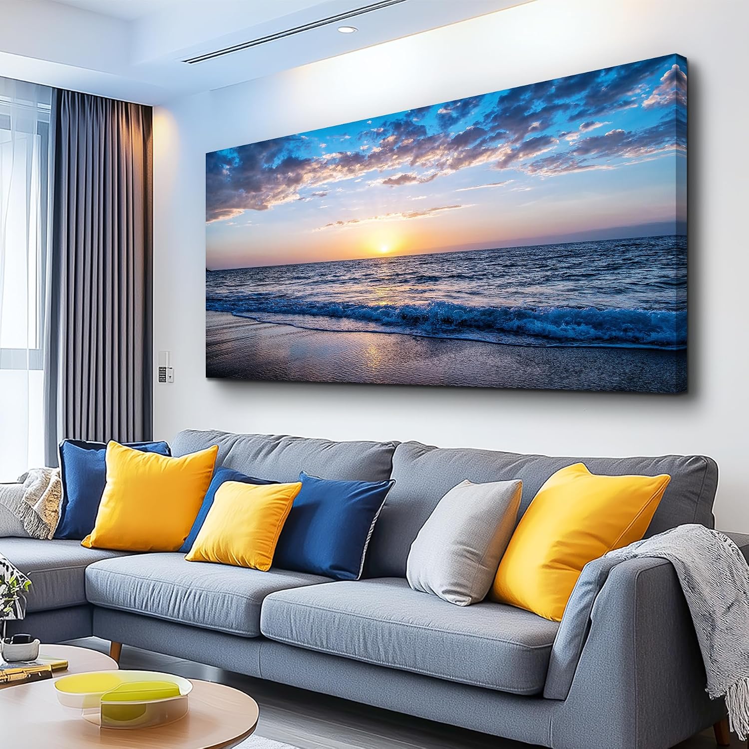 Moon and ocean landscape canvas art