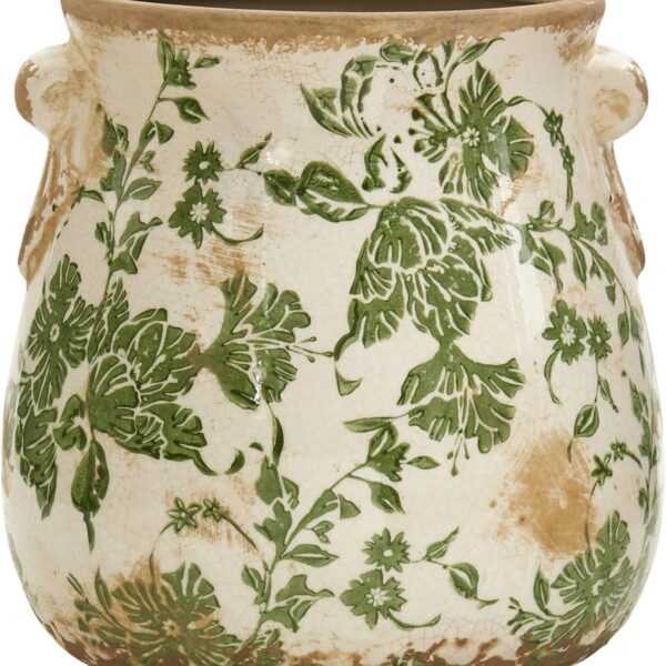 6 5in   Ceramic Green Scroll Planter