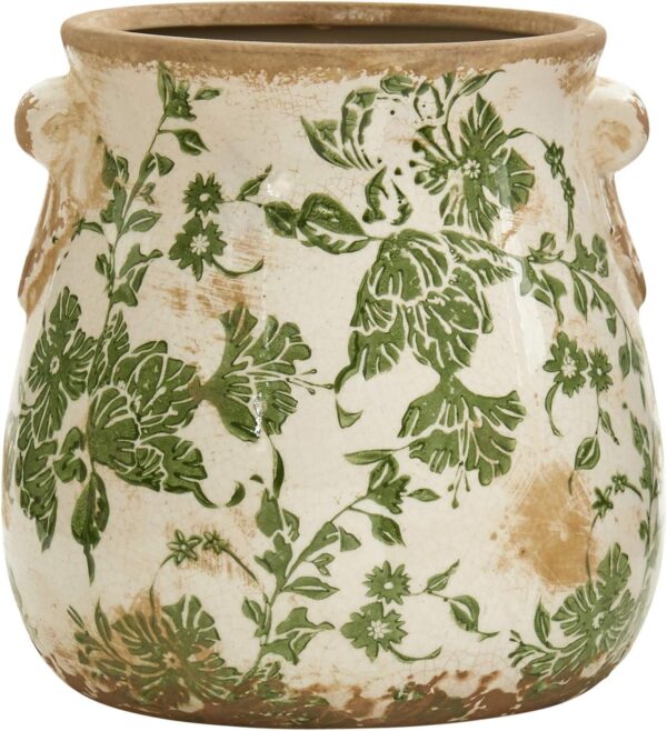 6 5in  Tuscan Ceramic Green Scroll Planter