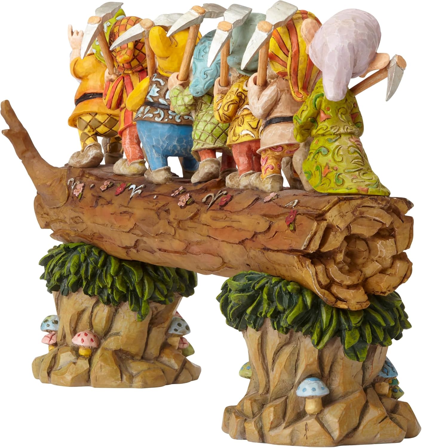 By Snow White and The Seven Dwarfs Standing on Log Figurine, 8 25 Inch, Multicolor Image 2